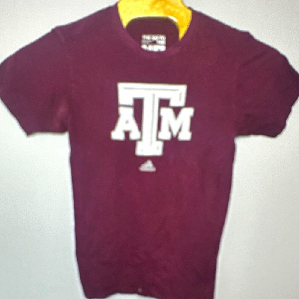 adidas Texas A&M Aggies “The Go-To Tee” Maroon/White T-Shirt Mens M Stains